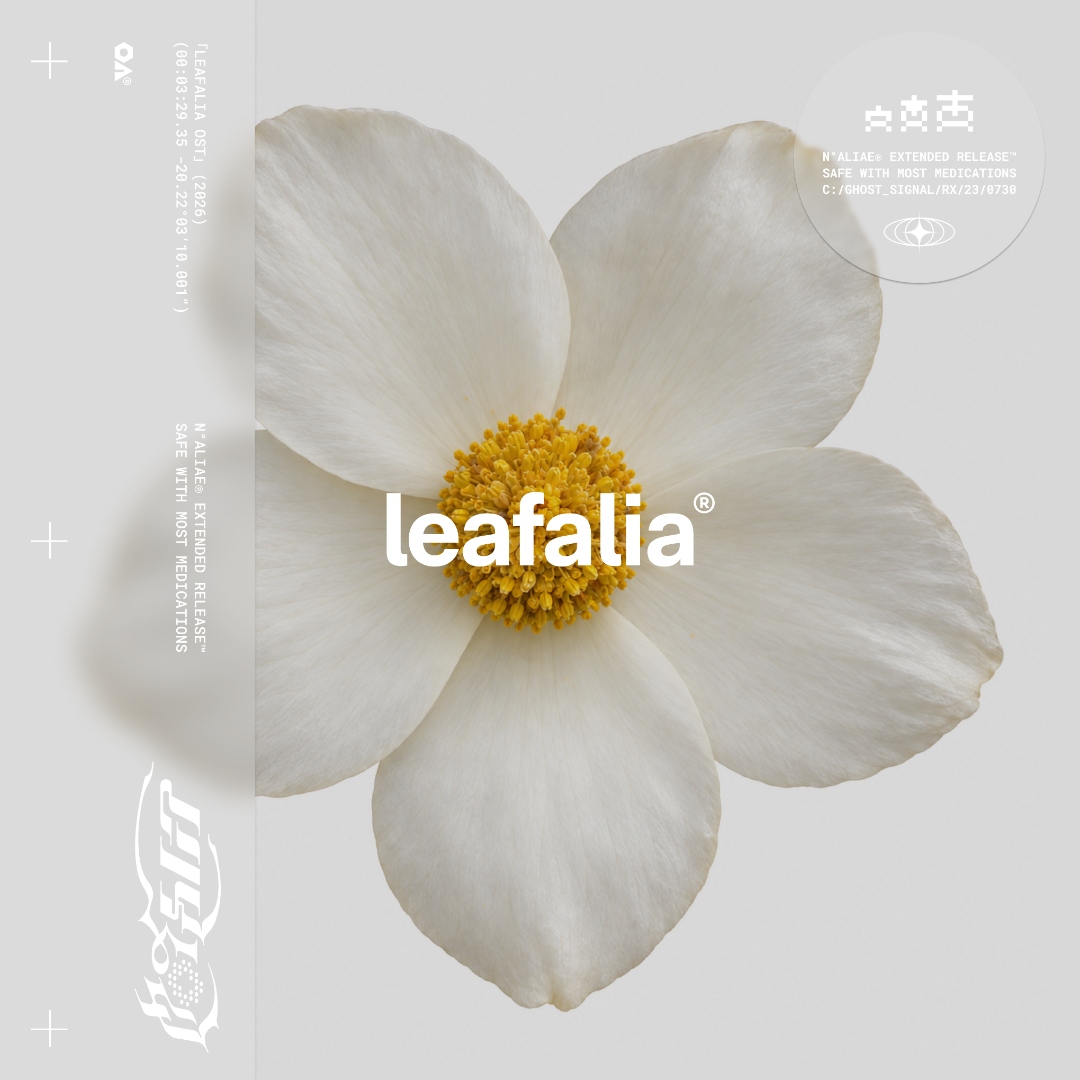 Leafalia original soundtrack album cover: a white flower with a yellow center.